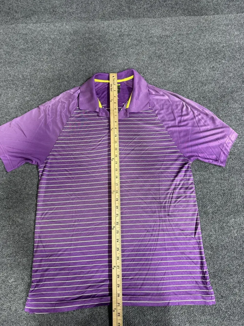 Greg Norman For Tasso Elba Polo Shirt Mens Large Purple Striped PlayDry Golf Top